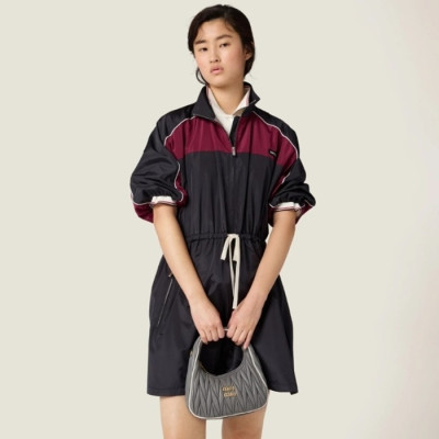 미우미우 여성 테크니컬 실크 미니드레스 - Miumiu Womens Technical Silk Mini Dress - muc6633x