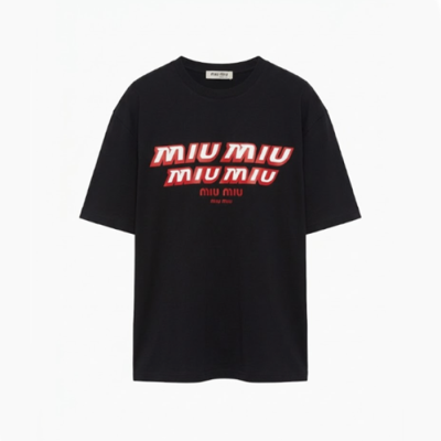 미우미우 남/녀 라운드 반팔 티셔츠 - Miumiu Unisex Round Tshirt - mic6830x