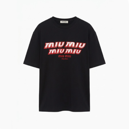 미우미우 남/녀 라운드 반팔 티셔츠 - Miumiu Unisex Round Tshirt - mic6830x