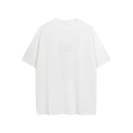 미우미우 남/녀 라운드 반팔 티셔츠 - Miumiu Unisex Round Tshirt - mic6844x