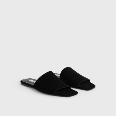 토템 여성 벨루어 레더 방도 슬라이드 - Toteme Womens Velour Leather Bandeau slides - hes5973x