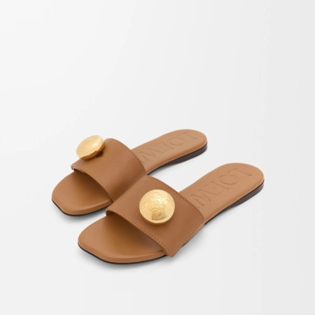 로에베 여성 페블 레더 슬라이드 - Loewe Womens Pebble Leather Slides - los6216x