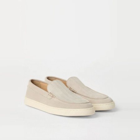 브루넬로쿠치넬리 남성 스웨이드 로퍼 - Brunello Cucinelli Mens Chevron-effect Suede Loafers - brs6269x