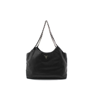 프라다 여성 소프트 은장 체인 카바스 쇼퍼백 BR4487 - Prada Womens Soft Calfskin Silver Chain Cabas Shopper Bag - prb7759x