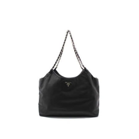 프라다 여성 소프트 은장 체인 카바스 쇼퍼백 BR4487 - Prada Womens Soft Calfskin Silver Chain Cabas Shopper Bag - prb7759x