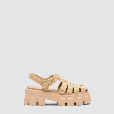 프라다 여성 모놀리스 크로셰 케이지 샌들 - Prada Womens Monolis Crochet Cage Sandals - prs6570x