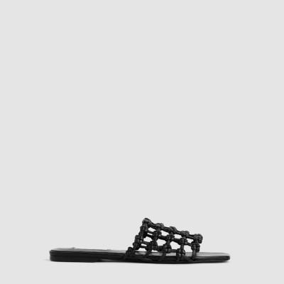 토템 여성 브레이디드 레더 방도 슬라이드 - Toteme Womens Braided Leather Bandeau Slide - tos6635x