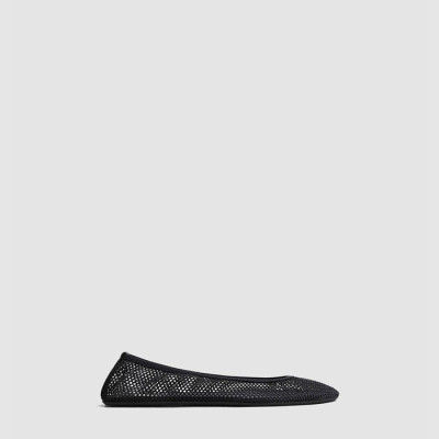 알라이아 여성 피시넷 소재 로우 뱀프 발레 플랫 슈즈 - Alaia Womens Fishnet Material Low Vamp Ballet Flat Shoes - als6677x