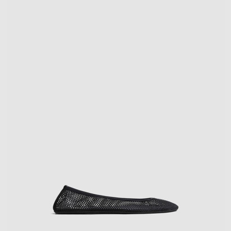 알라이아 여성 피시넷 소재 로우 뱀프 발레 플랫 슈즈 - Alaia Womens Fishnet Material Low Vamp Ballet Flat Shoes - als6677x