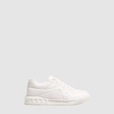 발렌티노 남/녀 원 스터드 로우탑 메시 가죽 스니커즈 - Valentino Unisex One Stud Low-Top Mesh Nappa Leather Sneakers - vas6754x