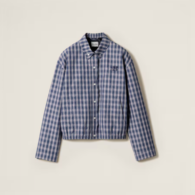 미우미우 여성 체크 패브릭 블루종 재킷 - Miumiu Womens Fabric Blouson Jacket - mic7802x