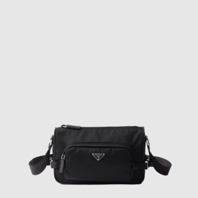 프라다 남성 미디엄 리나일론 가죽 숄더백 2VH192 - Prada Mens Medium Re-Nylon Leather Shoulder Bag - prb7848x
