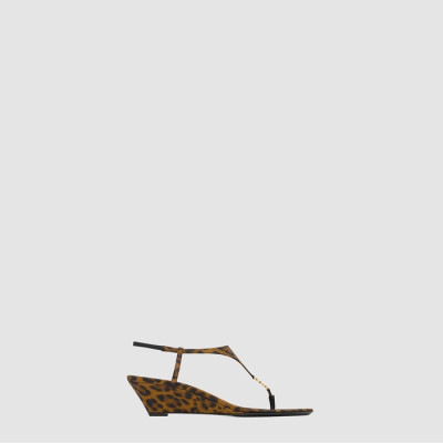 입생로랑 여성 레오파드 카산드라 웨지 - Saint Laurent Leopard-print Cassandra wedge - yss8017x