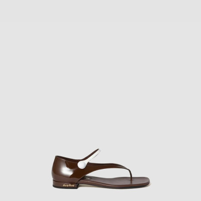 미우미우 여성 투톤 페이턴트 가죽 메리제인 통 샌들 - Miu Miu Two-tone Patent Leather Mary Jane Thong Sandals - mis8031x