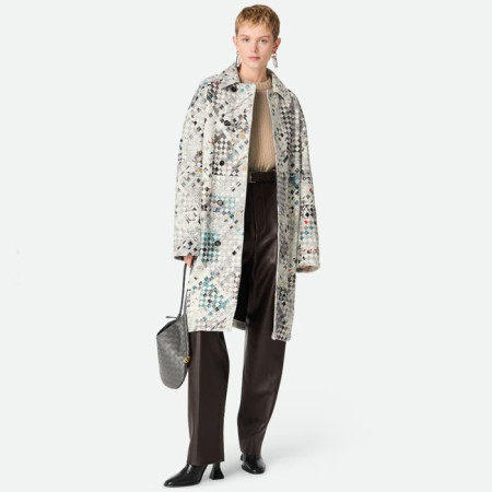 보테가베네타 여성 프린트 인트레치아토 가죽 코트 - Bottega veneta Womens Printed Intrecciato Leather Coat - bvc8074x