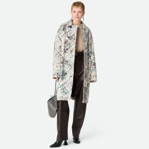 보테가베네타 여성 프린트 인트레치아토 가죽 코트 - Bottega veneta Womens Printed Intrecciato Leather Coat - bvc8074x
