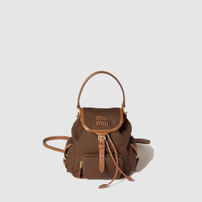 미우미우 여성 캔버스 및 가죽 백팩 - MiuMiu Womens Canvas and Leather Backpack - mib9597x