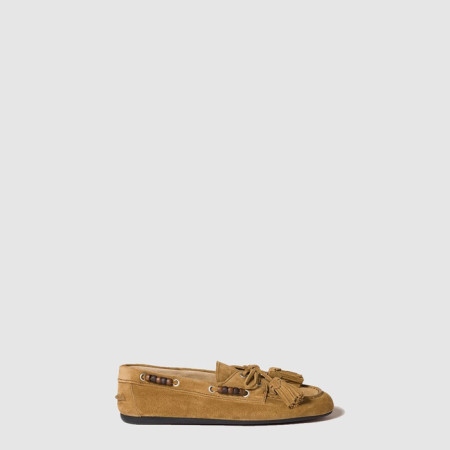 미우미우 여성 스웨이드 태슬 로퍼 - Miu Miu Womens Suede Tassel Loafers - mis8193x