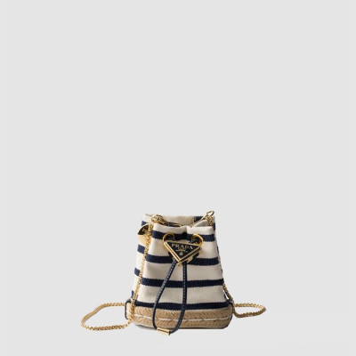 프라다 여성 스트라이프 패브릭 미니 파우치 1NR16H - Prada Womens Striped Fabric Mini Pouch - prb10195x