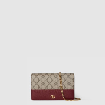 구찌 여성 GG 마몽 체인 달린 바이컬러 지갑 - Gucci Womens GG Marmont Chain Bicolor Wallet - gub10207x