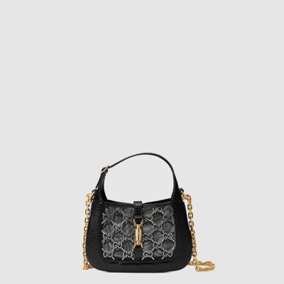 구찌 여성 재키 1961 미니 크리스털 GG 리자드 백 - Gucci Womens Jackie 1961 Mini Crystal GG Lizard Bag - gub10298x