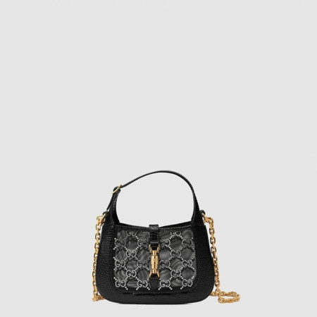 구찌 여성 재키 1961 미니 크리스털 GG 리자드 백 - Gucci Womens Jackie 1961 Mini Crystal GG Lizard Bag - gub10298x