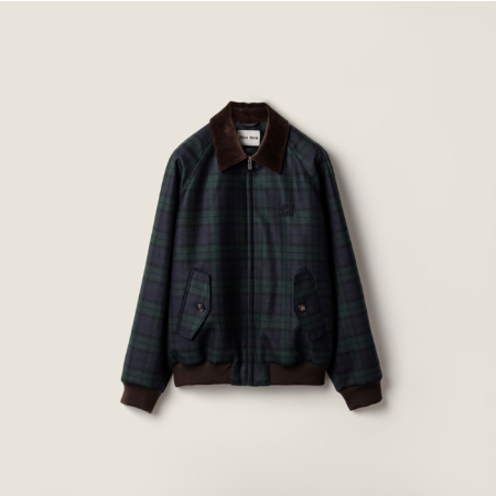 미우미우 여성 체크 트윌 블루종 자켓 - Miumiu Womens Check Twill Blouson Jacket - mic8631x