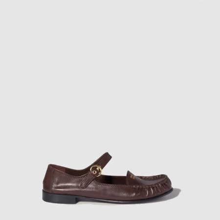 미우미우 여성 스트랩 가죽 로퍼 - Miu Miu Womens Strap Leather Loafers - mis8683x
