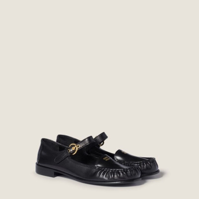 미우미우 여성 스트랩 가죽 로퍼 - Miu Miu Womens Strap Leather Loafers - mis8684x