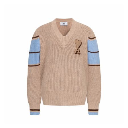 아미 남/녀 브이넥 니트웨어 - Ami Unisex V-neck Knitwear - amc9749x