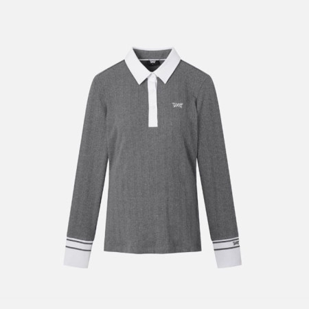 PXG 여성 텍스쳐 칼라 롱슬리브 티셔츠 - gol1893x