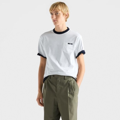 프라다 남성 양면 라운드 반팔티 - Prada Mens Round Tshirt - prc12370x