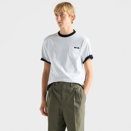 프라다 남성 양면 라운드 반팔티 - Prada Mens Round Tshirt - prc12370x