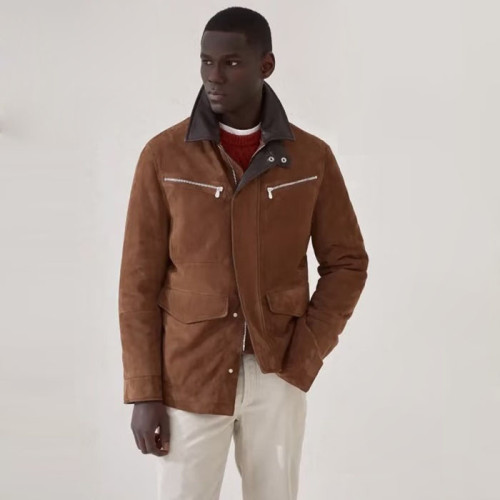 브루넬로쿠치넬리 남성 가죽 재킷 - Brunello Cucinelli Mens Leather Jacket - brc12439x