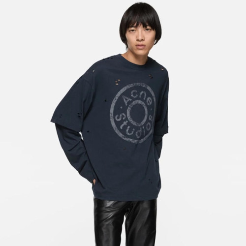 아크네 남성 레이어드 로고 티셔츠 - Acne Mens Layered Logo TShirt - anc12824x
