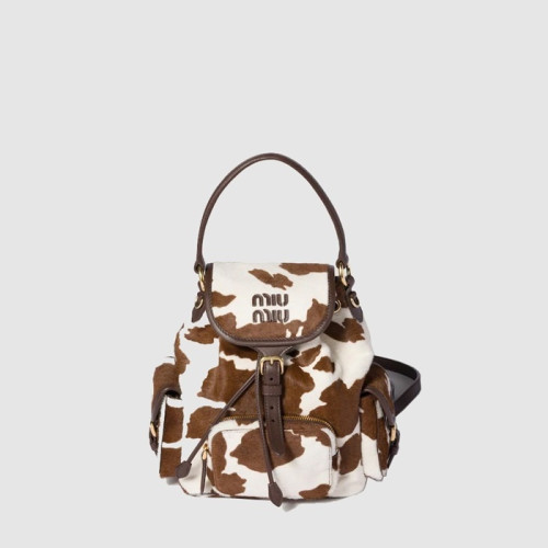 미우미우 여성 프린트 가죽 백팩 - MiuMiu Womens Printed Leather Backpack - mib13122x