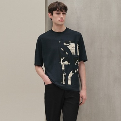 에르메스 남성 라운드 반팔티 - Hermes Mens Round Tshirt - hec13030x
