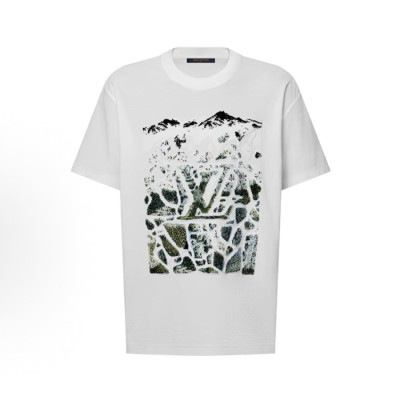 루이비통 남성 라운드 반팔 티셔츠 - Louis vuitton Mens Round Tshirt - lvc13113x