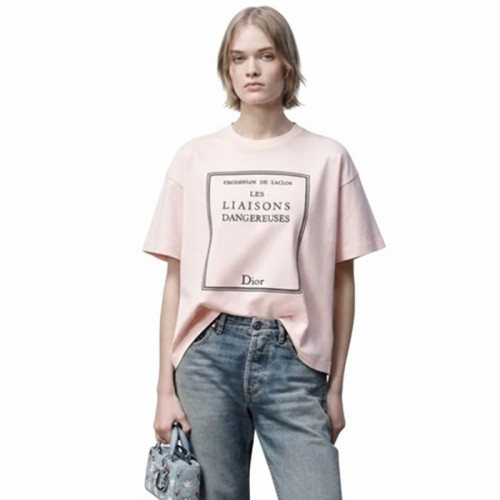 디올 여성 라운드 반팔티 - Dior Womens Round Tshirt - dic13261x