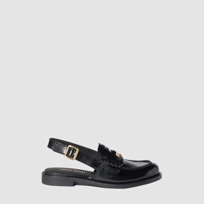 미우미우 여성 브러시드 가죽 슬링백 로퍼 - Miu Miu Womens Brushed Leather Slingback Loafers - mis8984x