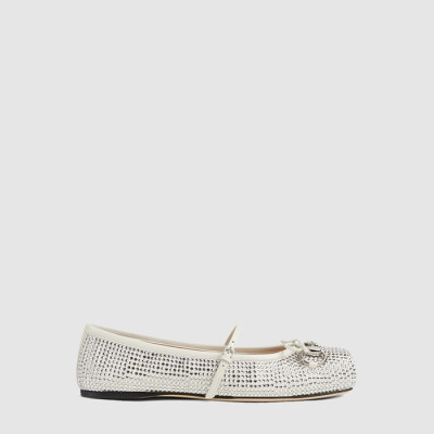 구찌 여성 크리스탈 홀스빗 플랫 슈즈 - Gucci Womens Crystal Horsebit Flat Shoes - gus9010x