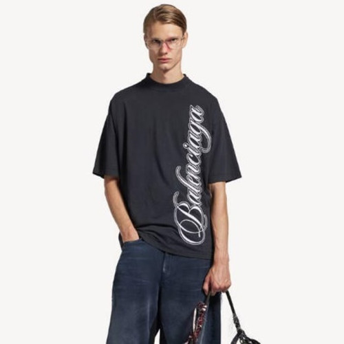 발렌시아가 남성 커시브 미디엄 핏 티셔츠 - Balenciaga Mens Curvy Medium Fit Tshirt - bac13524x