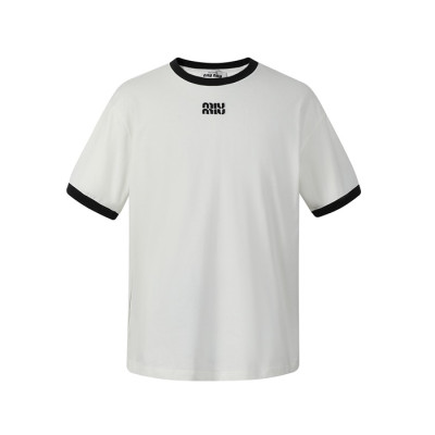 미우미우 남/녀 라운드 반팔 티셔츠 - Miumiu Unisex Round Tshirt - mic13720x