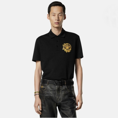 베르사체 남성 자수 피케 폴로 티셔츠 - Versace Mens Embroidered Piqué Polo Tshirt - vec13756x