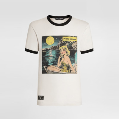 돌체앤가바나 남성 라운드 반팔 티셔츠 - Dolce&Gabbana Mens Round Tshirt - doc13829x