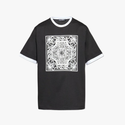 돌체앤가바나 남성 마졸리카 프린트 티셔츠 - Dolce&Gabbana Mens Majolica Print Tshirt - doc13996x