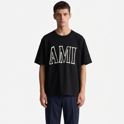 아미 남성 파리 프린트 티셔츠 - Ami Mens Paris Print Tshirt - amc14016x