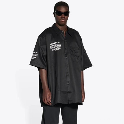 발렌시아가 남성 프로퍼티 포켓 반팔 셔츠 - Balenciaga Mens Property Pocket Short-Sleeved Shirt - bac14087x