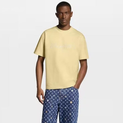 루이비통 남성 자수 시그니처 반팔 티셔츠 - Louis vuitton Mens Embroidered Signature Short-Sleeved Tshirt - lvc14110x