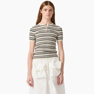 미우미우 여성 라운드 티셔츠 - Miumiu Womens Round Tshirt - mic14177x